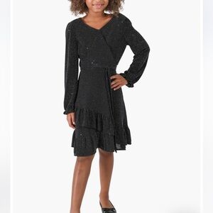 *NWT Blush by Us Angels Girls size 14 Girl's Sparkle Knit Faux Wrap Dress